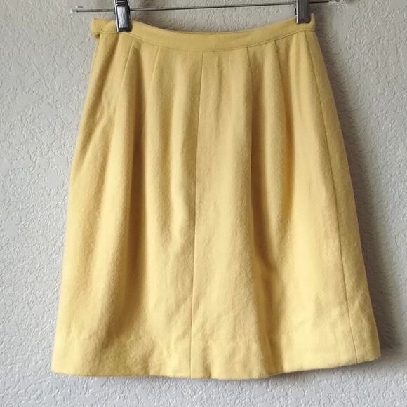 Bobbie Brooks Vintage Union Made NEW Butter Yellow Wool Blend Mini Skirt 5 - Picture 2 of 13